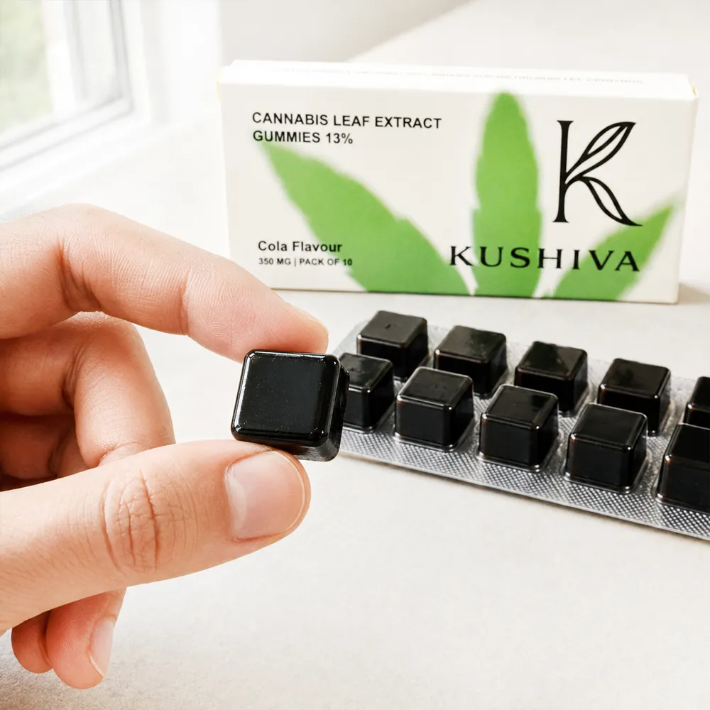 A single Kushiva cola cannabis leaf extract gummy, 350 mg