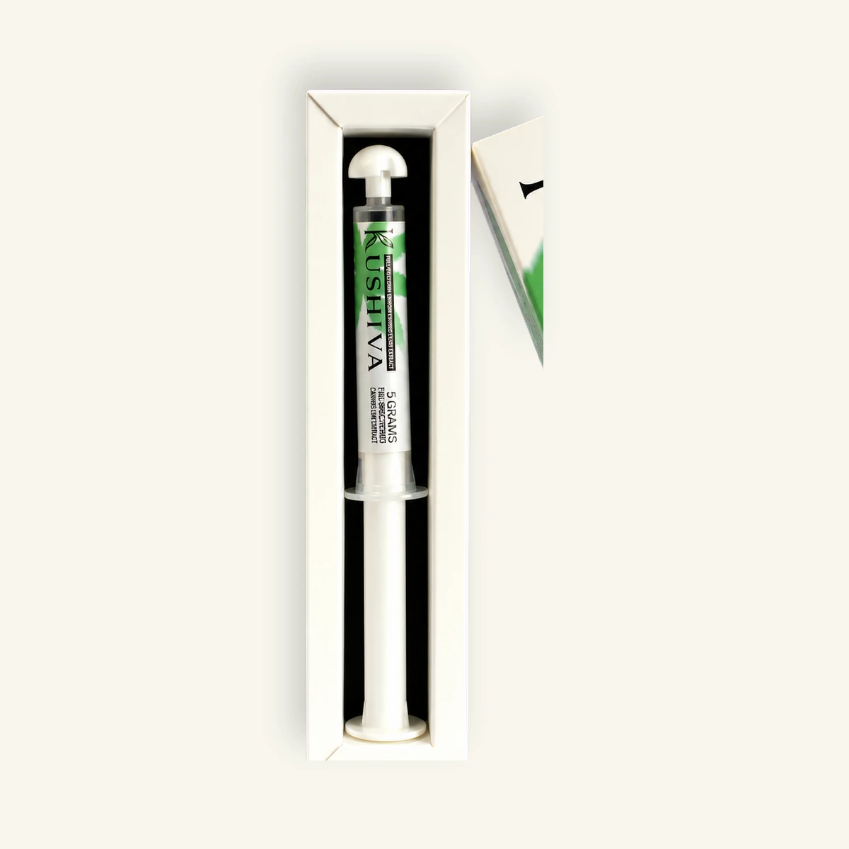 Close-up of the Kushiva full-spectrum cannabis leaf extract applicator