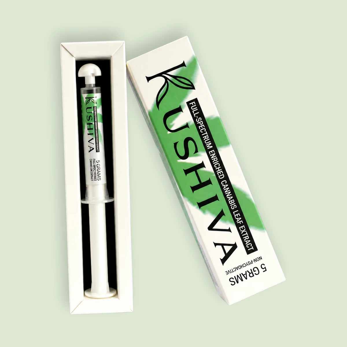 Kushiva full-spectrum cannabis leaf extract in retail packaging