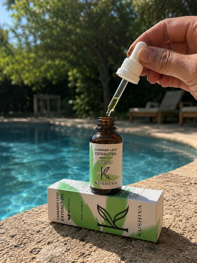 kushiva cannabis leaf extract oil 30ml mint dropper lifestyle 04