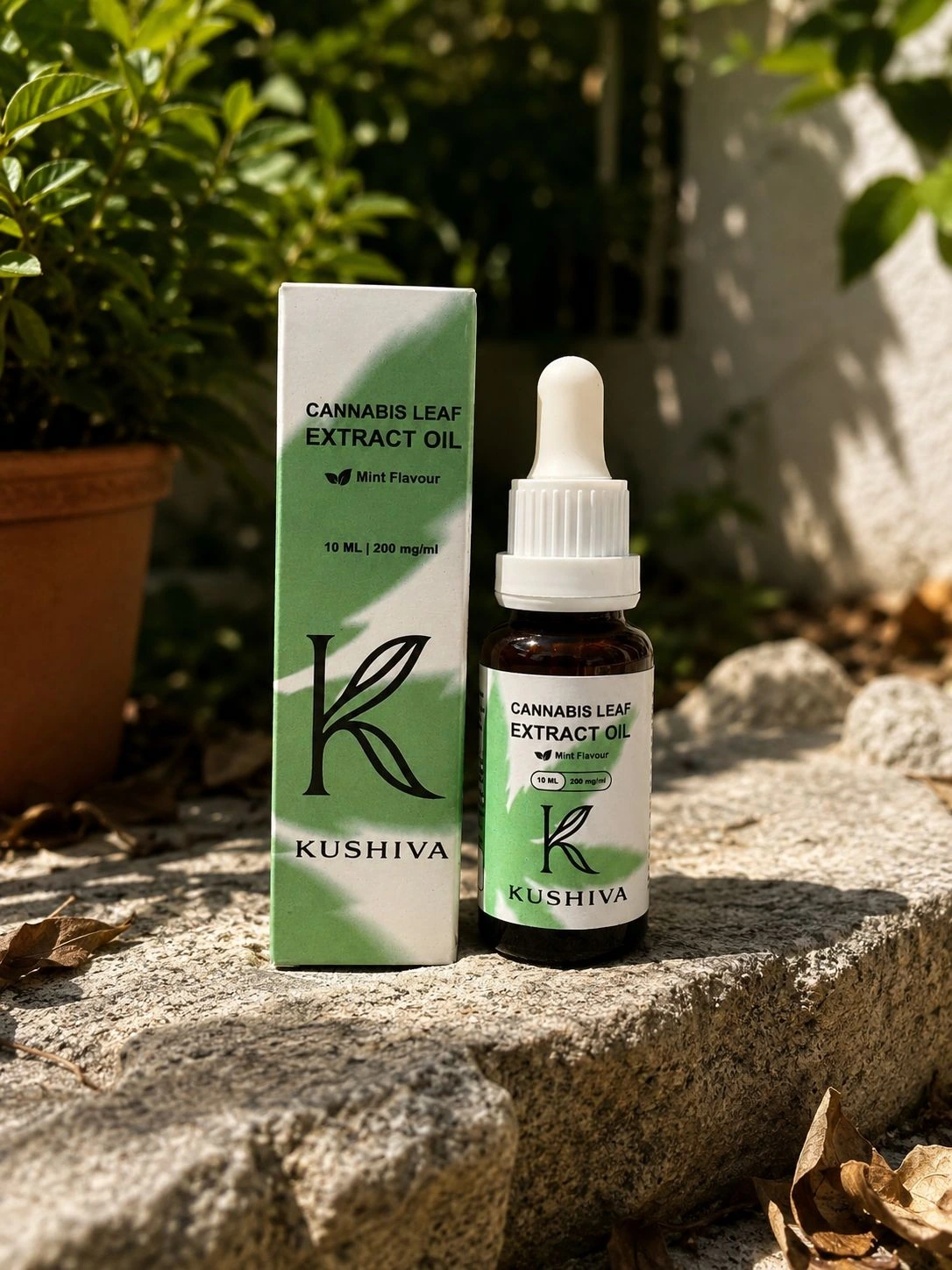 kushiva cannabis leaf extract oil 30ml mint product box lifestyle 06