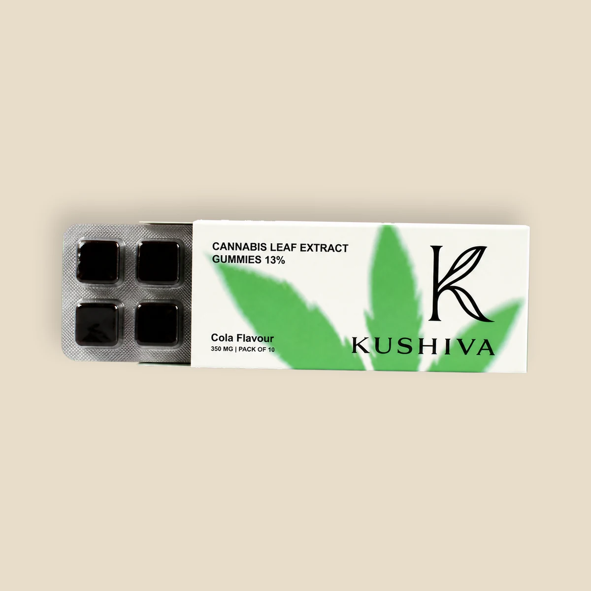 Kushiva cola cannabis leaf extract gummies packaging